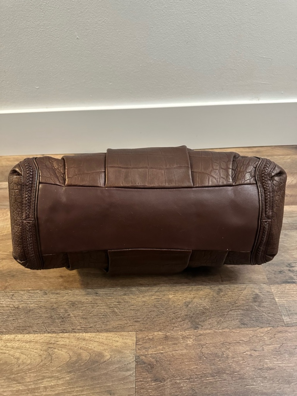 Coach Madison Pinnacle Croc Embossed Satchel Mahogany Brown Gold Hardware Rare - Picture 7 of 13